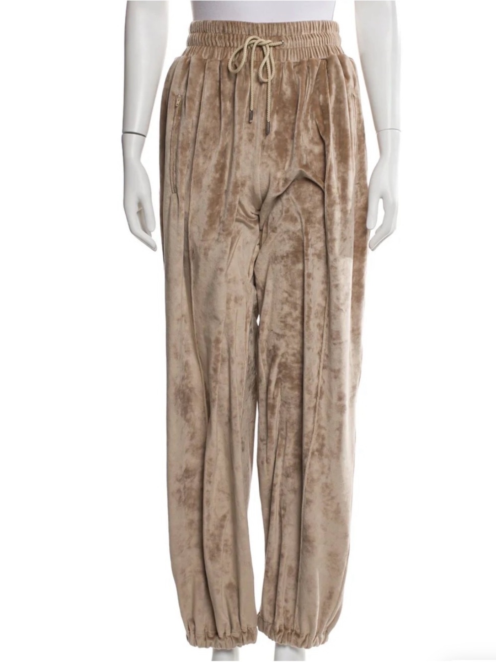 Plush Drawstring Jogger Pants - Taupe